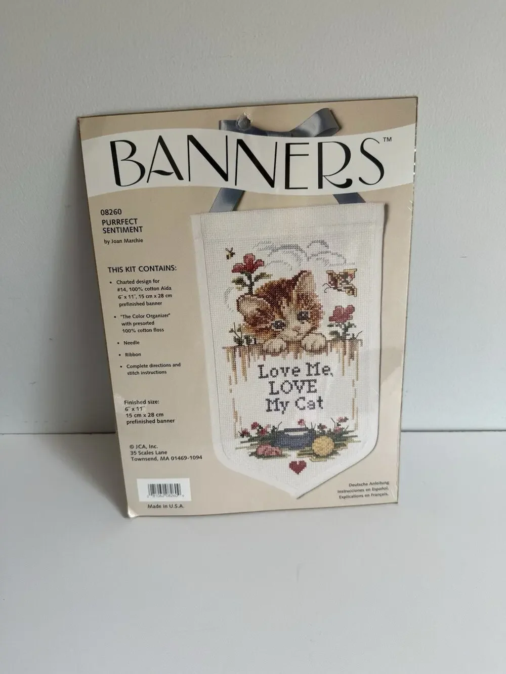 Banners Perfect Sentiment LOVE ME LOVE MY CAT Kitten Cross Stitch Kit #08260